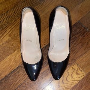 Christian Louboutin Round Toe Black Patent Leather Heels